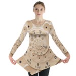 Retro Vintage Beige Rotary Dial Spiral Droste Long Sleeve Tunic 