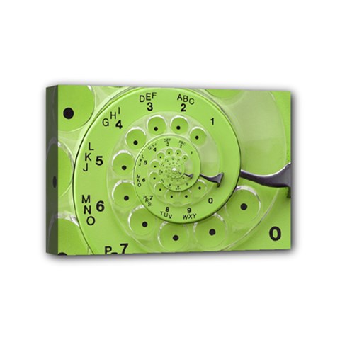 Retro Vintage Green Rotary Dial Spiral Droste Mini Canvas 6  x 4  (Stretched) from ArtsNow.com