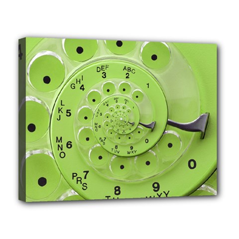 Retro Vintage Green Rotary Dial Spiral Droste Canvas 14  x 11  (Stretched) from ArtsNow.com