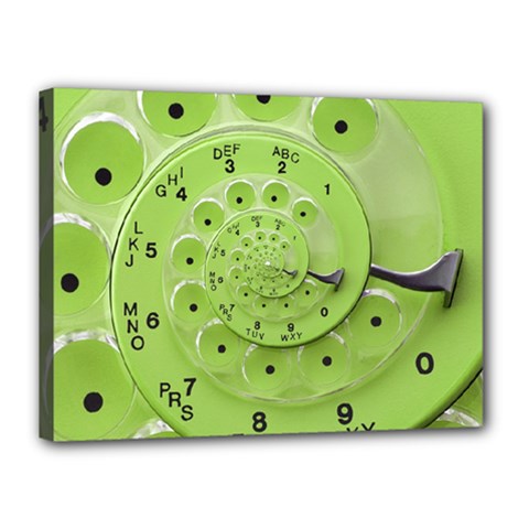 Retro Vintage Green Rotary Dial Spiral Droste Canvas 16  x 12  (Stretched) from ArtsNow.com