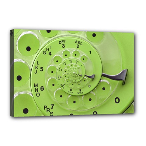 Retro Vintage Green Rotary Dial Spiral Droste Canvas 18  x 12  (Stretched) from ArtsNow.com