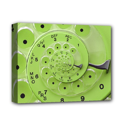 Retro Vintage Green Rotary Dial Spiral Droste Deluxe Canvas 14  x 11  (Stretched) from ArtsNow.com