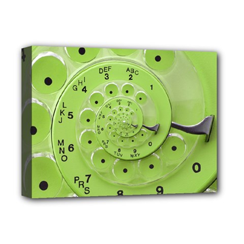 Retro Vintage Green Rotary Dial Spiral Droste Deluxe Canvas 16  x 12  (Stretched)  from ArtsNow.com