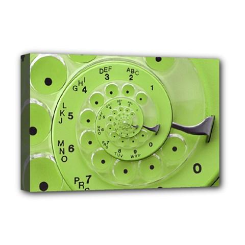 Retro Vintage Green Rotary Dial Spiral Droste Deluxe Canvas 18  x 12  (Stretched) from ArtsNow.com