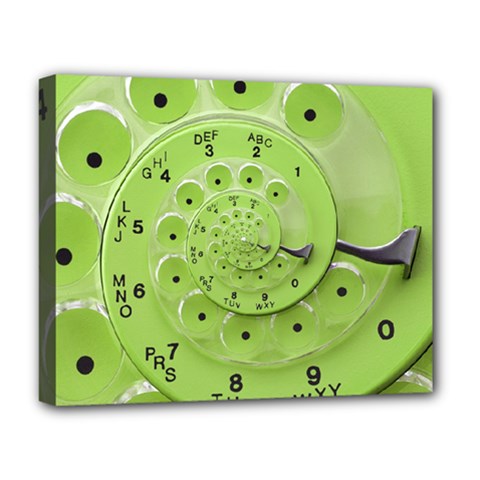 Retro Vintage Green Rotary Dial Spiral Droste Deluxe Canvas 20  x 16  (Stretched) from ArtsNow.com