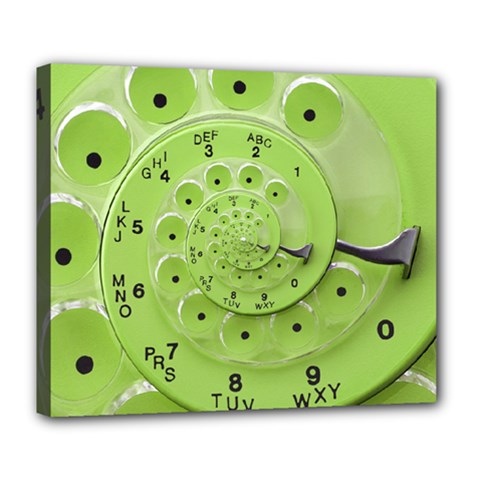 Retro Vintage Green Rotary Dial Spiral Droste Deluxe Canvas 24  x 20  (Stretched) from ArtsNow.com