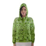 Retro Vintage Green Rotary Dial Spiral Droste Hooded Wind Breaker (Women)