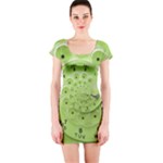 Retro Vintage Green Rotary Dial Spiral Droste Short Sleeve Bodycon Dress