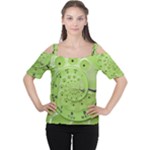 Retro Vintage Green Rotary Dial Spiral Droste Women s Cutout Shoulder Tee