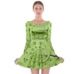 Retro Vintage Green Rotary Dial Spiral Droste Long Sleeve Skater Dress