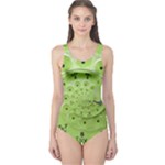 Retro Vintage Green Rotary Dial Spiral Droste One Piece Swimsuit