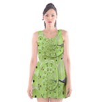 Retro Vintage Green Rotary Dial Spiral Droste Scoop Neck Skater Dress