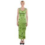 Retro Vintage Green Rotary Dial Spiral Droste Fitted Maxi Dress