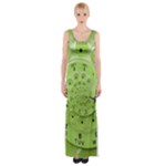 Retro Vintage Green Rotary Dial Spiral Droste Maxi Thigh Split Dress