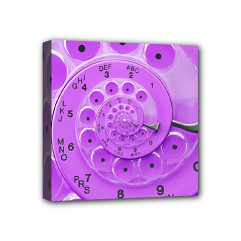 Retro Vintage Purple Rotary Dial Spiral Droste Mini Canvas 4  x 4  (Stretched) from ArtsNow.com