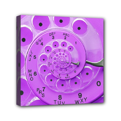 Retro Vintage Purple Rotary Dial Spiral Droste Mini Canvas 6  x 6  (Stretched) from ArtsNow.com