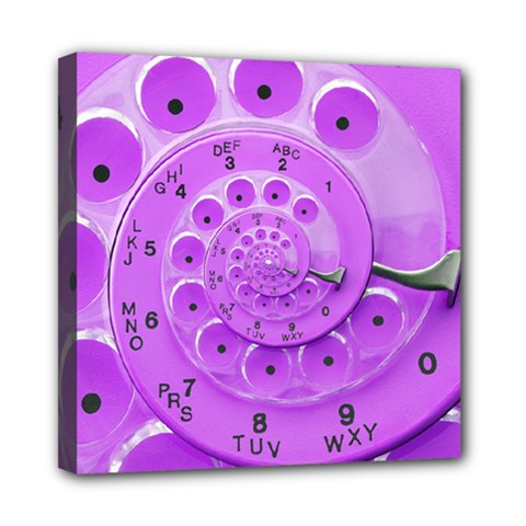 Retro Vintage Purple Rotary Dial Spiral Droste Mini Canvas 8  x 8  (Stretched) from ArtsNow.com