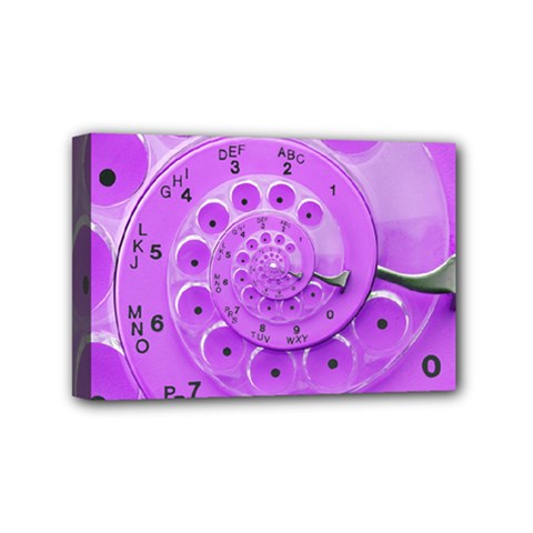 Retro Vintage Purple Rotary Dial Spiral Droste Mini Canvas 6  x 4  (Stretched) from ArtsNow.com