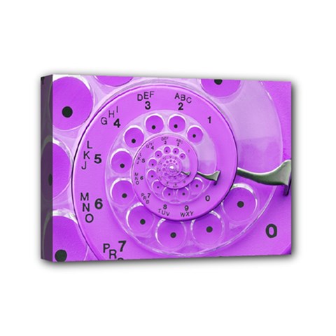 Retro Vintage Purple Rotary Dial Spiral Droste Mini Canvas 7  x 5  (Stretched) from ArtsNow.com