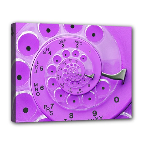 Retro Vintage Purple Rotary Dial Spiral Droste Canvas 14  x 11  (Stretched) from ArtsNow.com