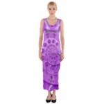 Retro Vintage Purple Rotary Dial Spiral Droste Fitted Maxi Dress