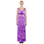 Retro Vintage Purple Rotary Dial Spiral Droste Maxi Thigh Split Dress