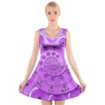 Retro Vintage Purple Rotary Dial Spiral Droste V-Neck Sleeveless Dress