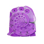 Retro Vintage Purple Rotary Dial Spiral Droste Drawstring Pouch (XL)