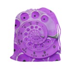 Retro Vintage Purple Rotary Dial Spiral Droste Drawstring Pouch (XXL)