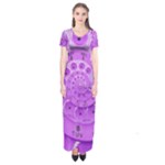 Retro Vintage Purple Rotary Dial Spiral Droste Short Sleeve Maxi Dress