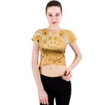 Retro Vintage Yellow Rotary Dial Spiral Droste Crew Neck Crop Top