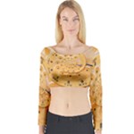 Retro Vintage Yellow Rotary Dial Spiral Droste Long Sleeve Crop Top (Tight Fit)