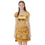 Retro Vintage Yellow Rotary Dial Spiral Droste Short Sleeve Skater Dress