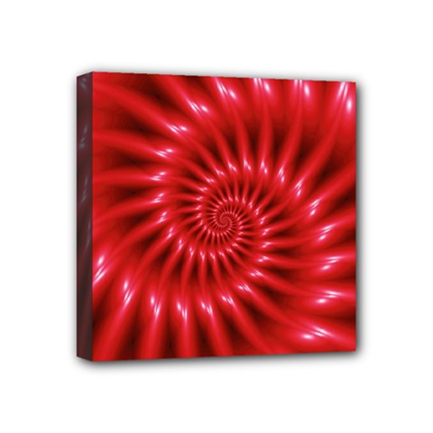 Glossy Red Spiral Fractal Mini Canvas 4  x 4  (Stretched) from ArtsNow.com