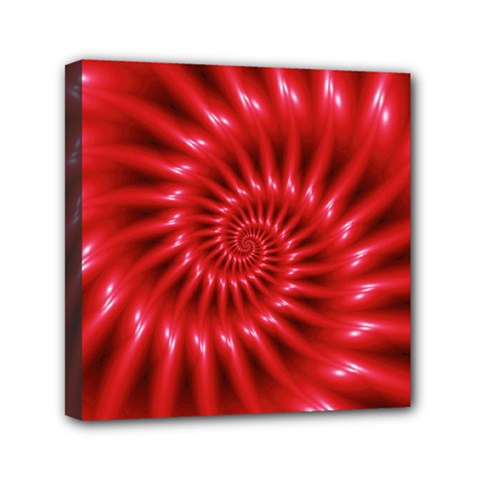 Glossy Red Spiral Fractal Mini Canvas 6  x 6  (Stretched) from ArtsNow.com