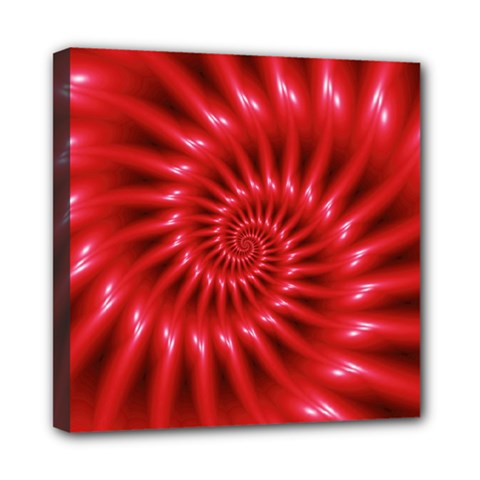 Glossy Red Spiral Fractal Mini Canvas 8  x 8  (Stretched) from ArtsNow.com