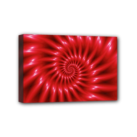 Glossy Red Spiral Fractal Mini Canvas 6  x 4  (Stretched) from ArtsNow.com