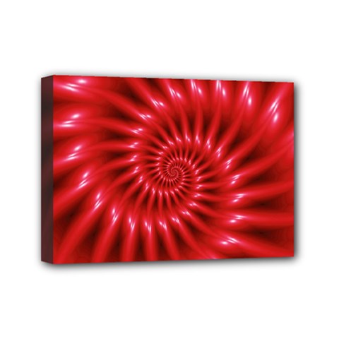 Glossy Red Spiral Fractal Mini Canvas 7  x 5  (Stretched) from ArtsNow.com