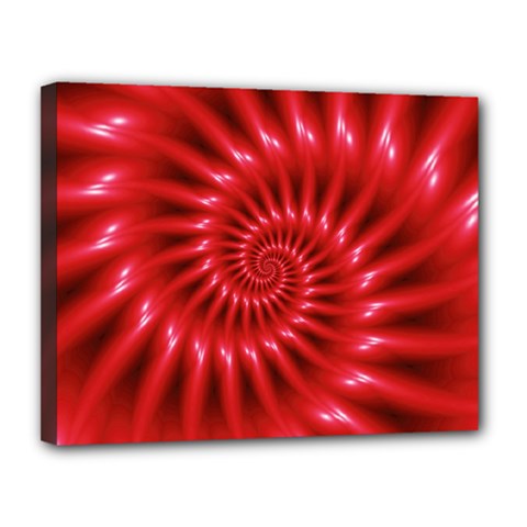 Glossy Red Spiral Fractal Canvas 14  x 11  (Stretched) from ArtsNow.com