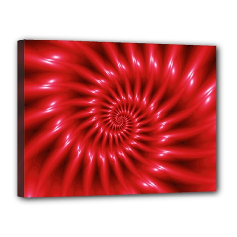 Glossy Red Spiral Fractal Canvas 16  x 12  (Stretched) from ArtsNow.com