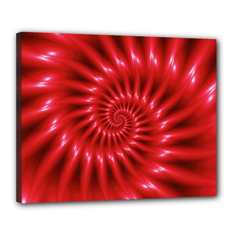 Glossy Red Spiral Fractal Canvas 20  x 16  (Stretched) from ArtsNow.com