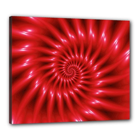 Glossy Red Spiral Fractal Canvas 24  x 20  (Stretched) from ArtsNow.com