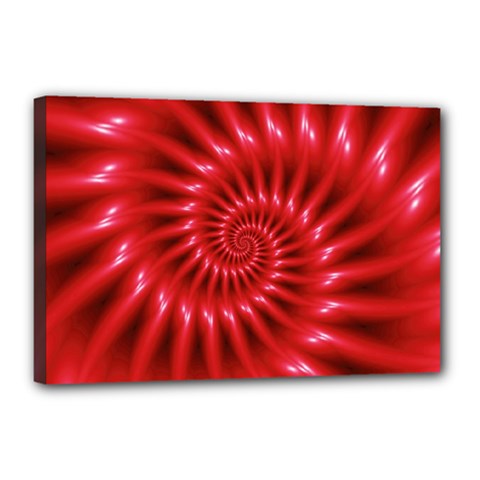 Glossy Red Spiral Fractal Canvas 18  x 12  (Stretched) from ArtsNow.com