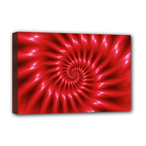 Glossy Red Spiral Fractal Deluxe Canvas 18  x 12  (Stretched) from ArtsNow.com