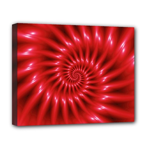 Glossy Red Spiral Fractal Deluxe Canvas 20  x 16  (Stretched) from ArtsNow.com