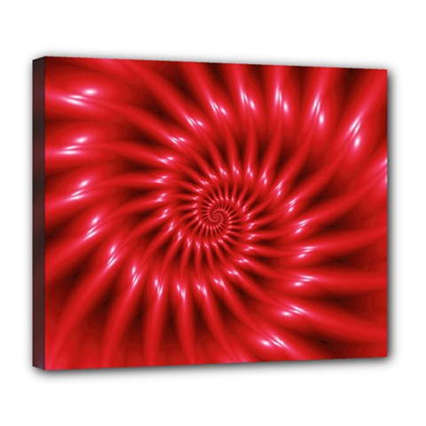 Glossy Red Spiral Fractal Deluxe Canvas 24  x 20  (Stretched) from ArtsNow.com