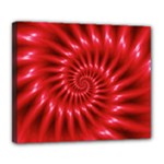 Glossy Red Spiral Fractal Deluxe Canvas 24  x 20  (Stretched)