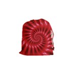 Glossy Red Spiral Fractal Drawstring Pouch (Small)