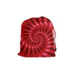 Glossy Red Spiral Fractal Drawstring Pouch (Medium)