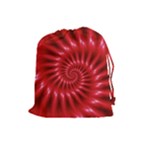 Glossy Red Spiral Fractal Drawstring Pouch (Large)